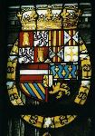 Escudo de la parte baja (Vidriera del Rey, San Juan Bautista, Gouda)