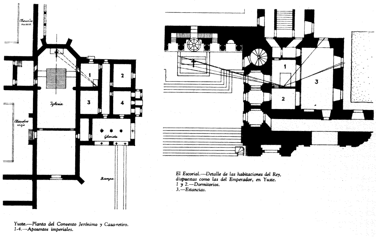 Planta del Palacio privado de Yuste y de El Escorial (según Secundino Zuazo)