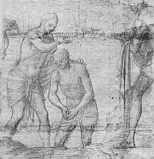 Cartón de la vidriera de San Felipe bautizando al eunuco (Dirk Crabeth, Sint Janskerk, Gouda, 1559)