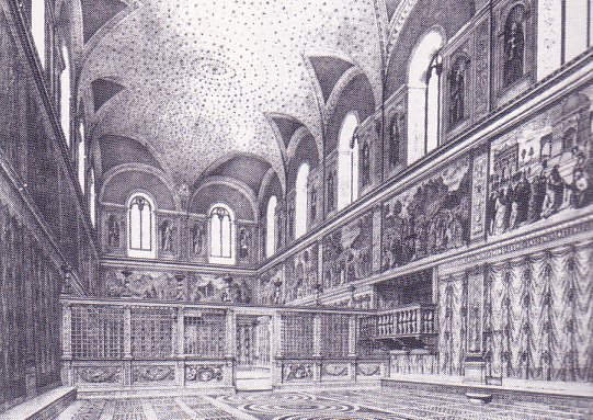 Interior de la Capilla Sixtina antes de Miguel Ángel (según Steinmann)